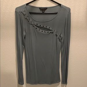 Keyhole studded long sleeve shirt